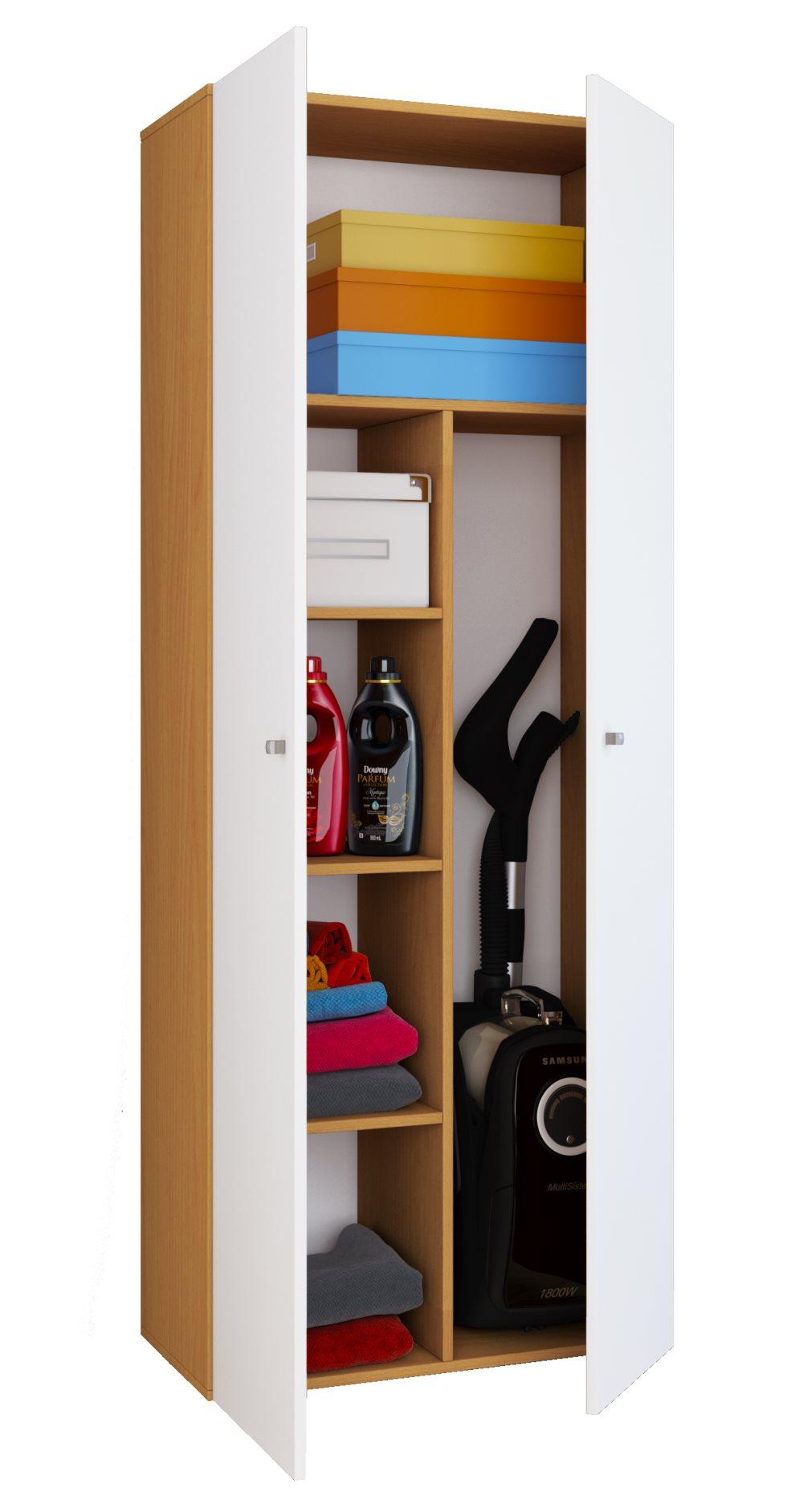 Vandol IIkombi garderob, städskåp 2 dörrar bokmönstrad, vit.