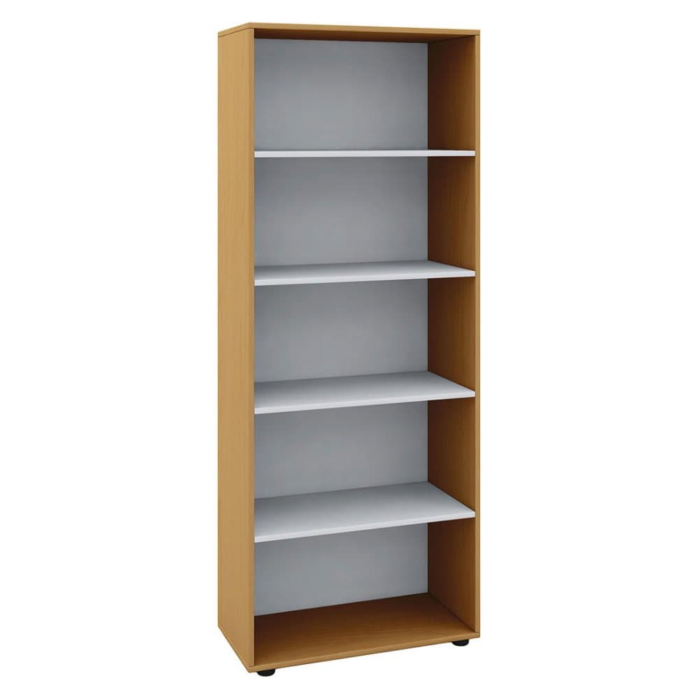 Vandol I garderob utan dörrar med 4 hyllor bokmönstrad.