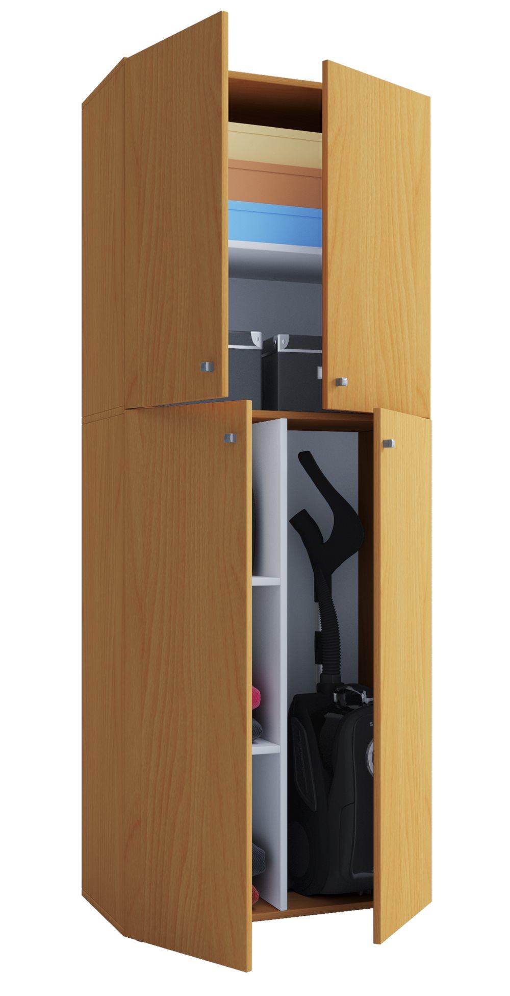 Lona garderob städskåp 4 dörrar bokmönstrad.