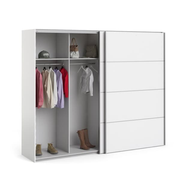 Veto skydedørsskab B243 cm 2 låger, hvid.