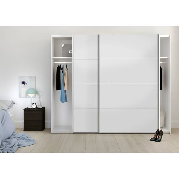 Veto skydedørsskab B243 cm 2 låger, hvid.