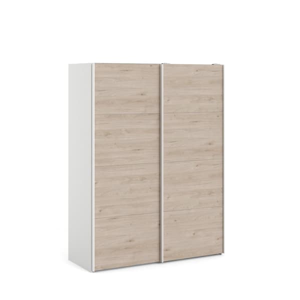 Veto skydedørsskab B150 cm 2 låger, hvid og Hickory dekor.