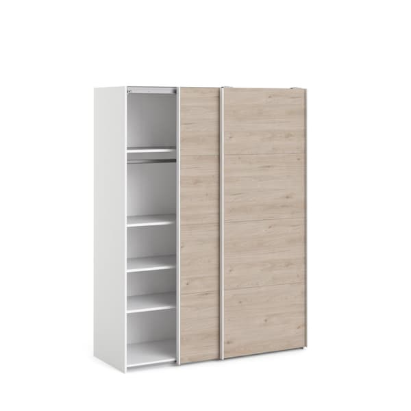 Veto skydedørsskab B150 cm 2 låger, hvid og Hickory dekor.