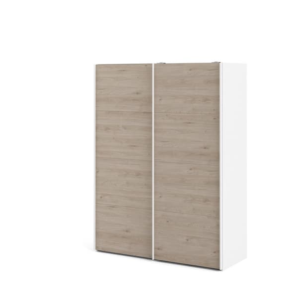 Veto skydedørsskab B150 cm 2 låger, hvid og Hickory dekor.