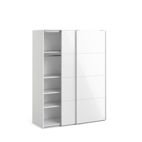 Veto skjutdörrsskåp B150 cm 2 dörrar vit och vit högglans.