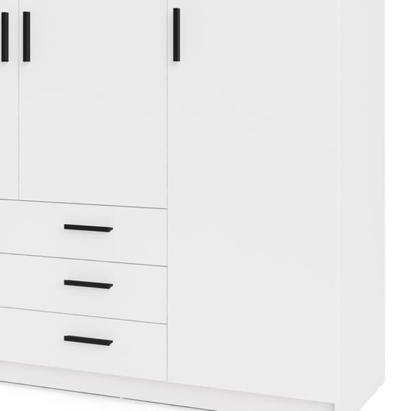 Spell klædeskab B183 cm 4 låger og 3 skuffer, hvid.