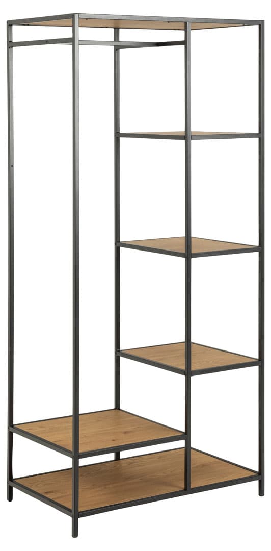 Sea klädstång 1 klädstång, 5 hyllor svart, natur.