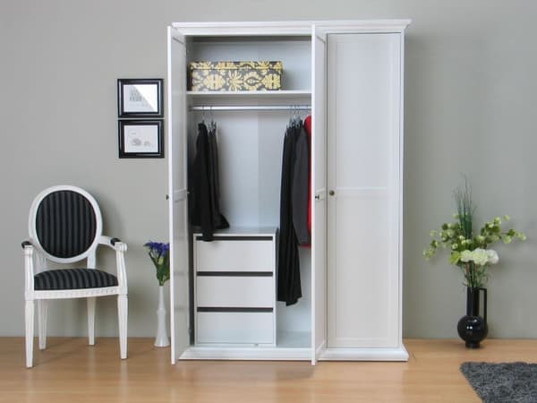 Skuffeelement til garderobeskap og skyvdedørsgarderobe hvit.