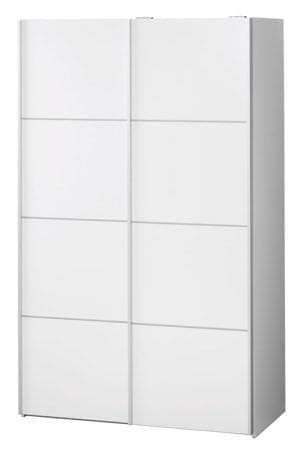 Verona skyvedørsgarderobe 2-dørs bredde 122 cm, høyde 201 cm hvit.