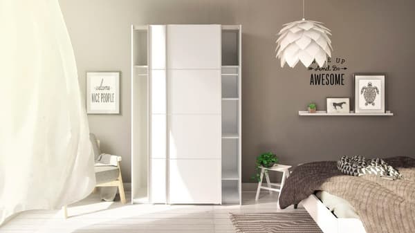 Veto garderobeskap 2 dørs bredde 122 cm, hvit.