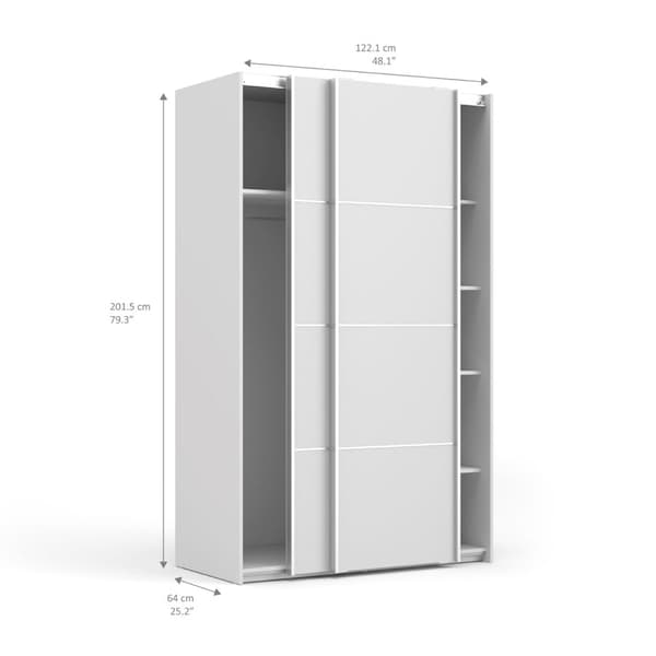 Veto garderobeskap 2 dørs bredde 122 cm, hvit.