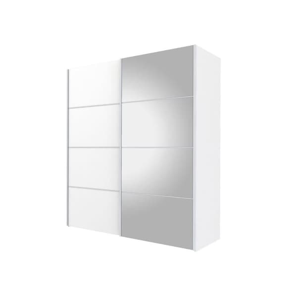 Veto garderobeskap 1 dør og 1 speildør inkl. 3 løse hyller og 1 skuffemodul, bredde 182 cm, hvit.