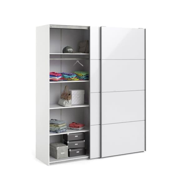 Veto garderobeskap B 2 dørs H220 cm x B182 cm hvit, hvit høyglans.