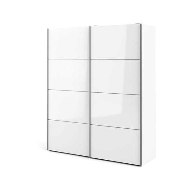 Veto garderobeskap B 2 dørs H220 cm x B182 cm hvit, hvit høyglans.