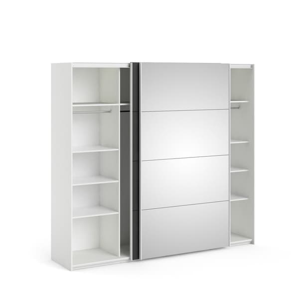 Veto skyvedørsskap B243 cm 1 dør og 1 speildør hvit og matt svart.