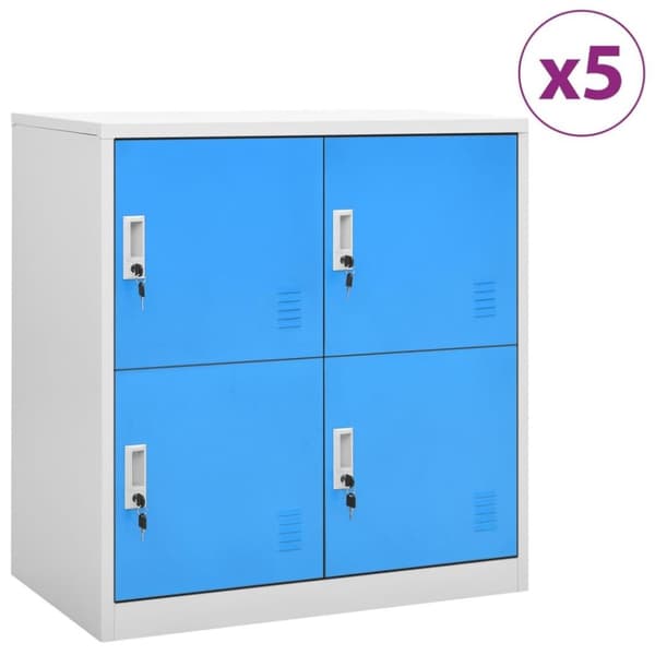 vidaXL skabe 5 stk. 90x45x92,5 cm stål lysegrå og blå