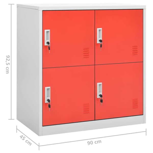 vidaXL Oppbevaringsskap 2 stk lysegrå og rød 90x45x92,5 cm stål