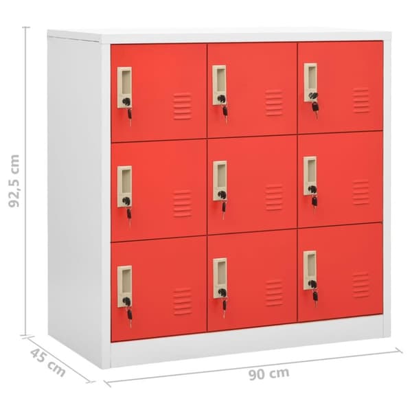vidaXL Oppbevaringsskap 5 stk lysegrå og rød 90x45x92,5 cm stål