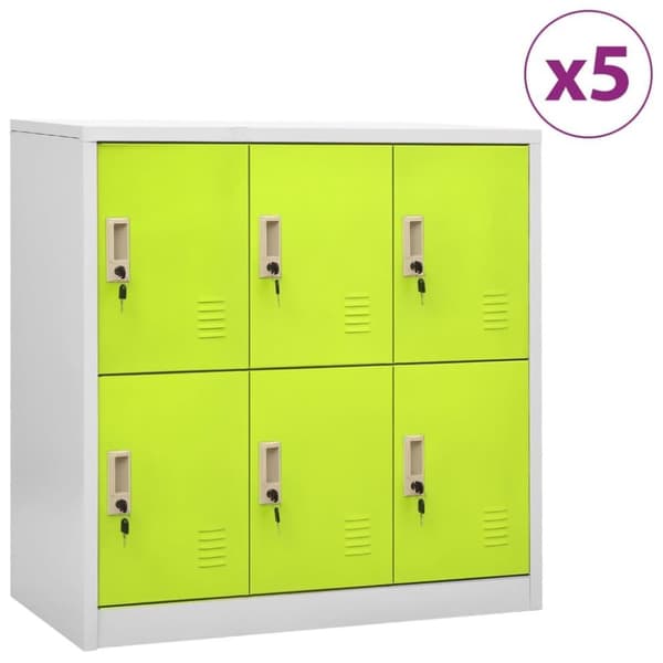 vidaXL Pukukaapit 5 kpl vaaleanharmaa ja vihreä 90x45x92,5 cm teräs