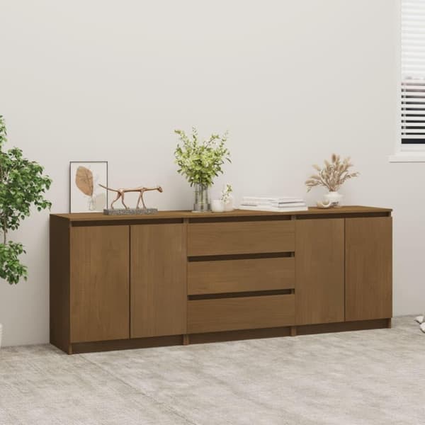 vidaXL sideskab 180x36x65 cm massivt fyrretræ gyldenbrun