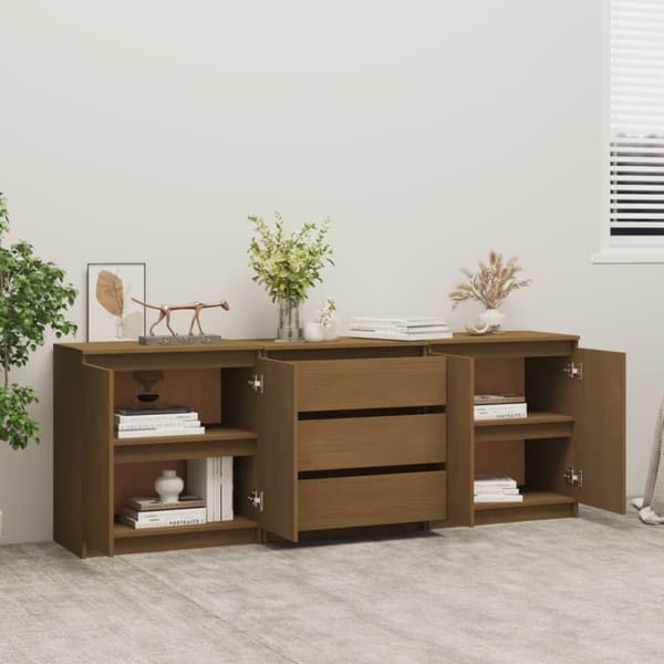 vidaXL Sideskap honningbrun 180x36x65 cm heltre furu
