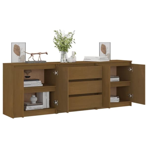 vidaXL Sideskap honningbrun 180x36x65 cm heltre furu