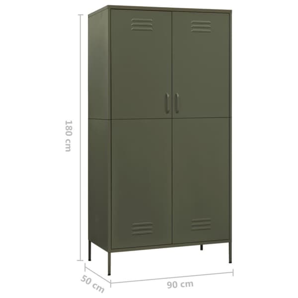 vidaXL Garderobe olivengrønn 90x50x180 cm stål