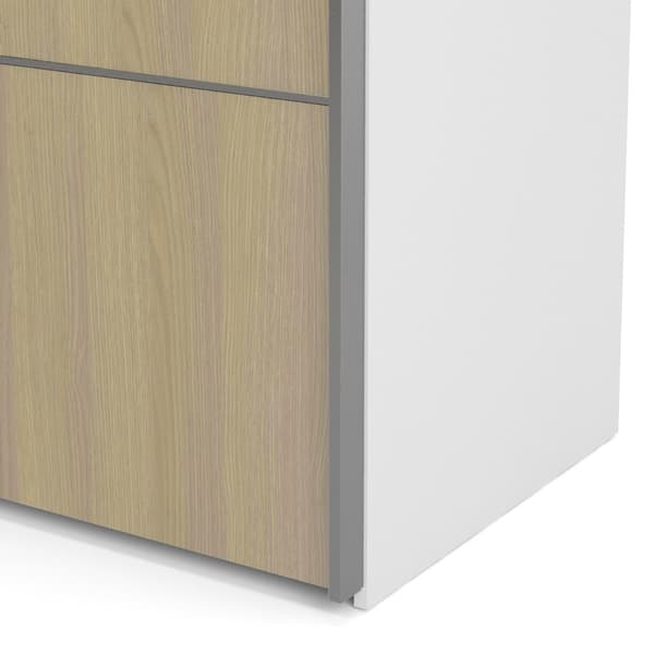 Veto garderobeskap B 2 dørs H201 cm x B182 cm hvit, eik struktur dekor.