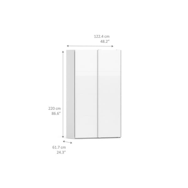 Veto klædeskab A 2 dørs H220 cm x B122 cm hvid, hvid højglans.