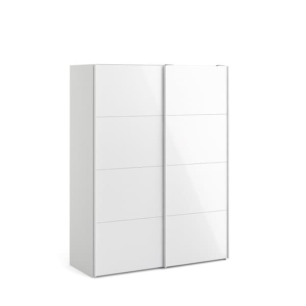 Veto skyvedørsskap B150 cm 2 dører hvit og hvit høyglans.