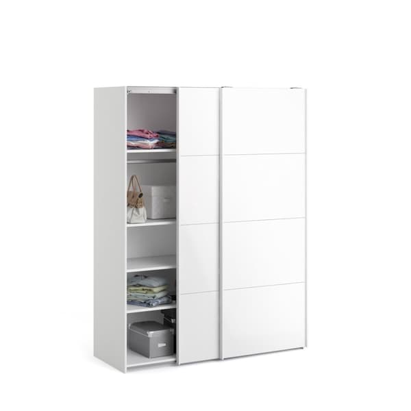 Veto skyvedørsskap B150 cm 2 dører hvit og hvit høyglans.