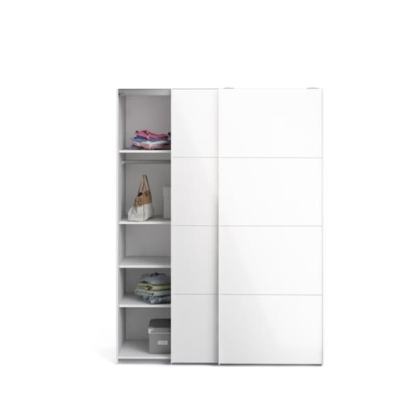 Veto skyvedørsskap B150 cm 2 dører hvit og hvit høyglans.