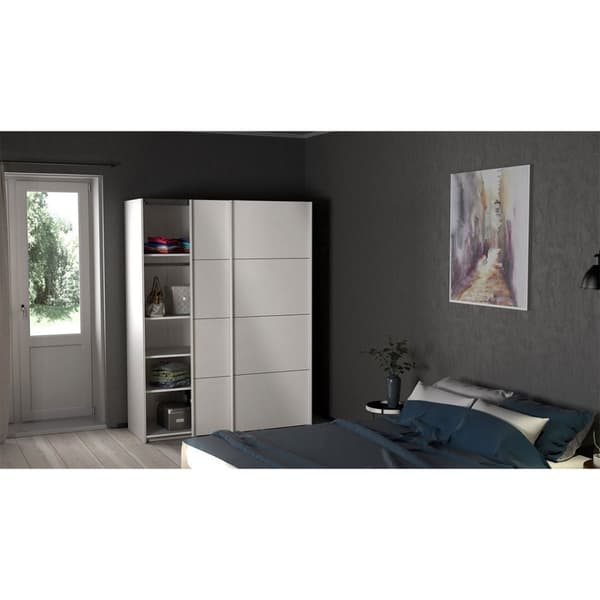 Veto skyvedørsskap B150 cm 2 dører hvit og hvit høyglans.