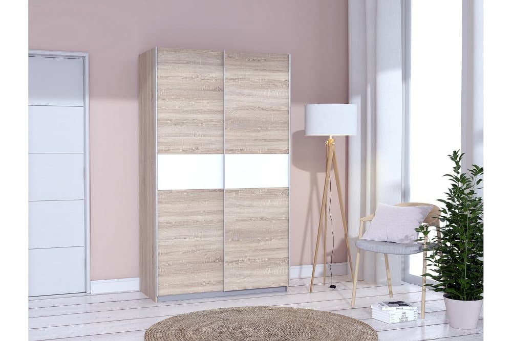 DAUBY Garderob 62x270 cm 3 Hyllplan Vit/Brun/Grå