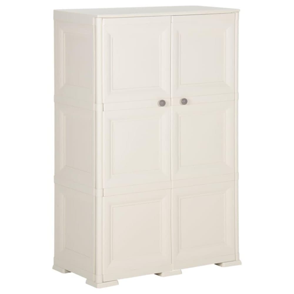 vidaXL Plastskåp 79x43x125 cm träimitation gräddvit