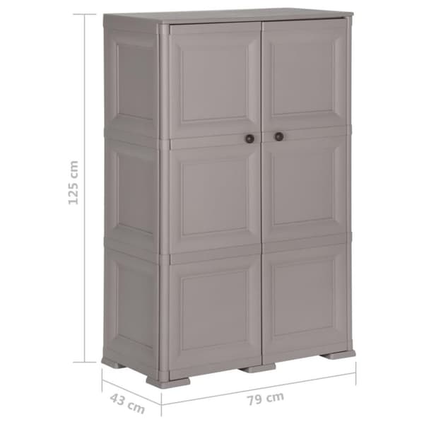 vidaXL Plastskåp 79x43x125 cm träimitation grå