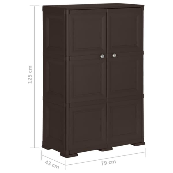 vidaXL plastikskab 79x43x125 cm trædesign brun