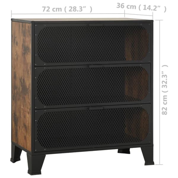 vidaXL Oppbevaringsskap rustikk brun 72x36x82 cm metall og MDF