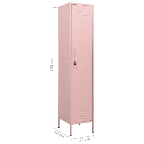 vidaXL Oppbevaringsskap rosa 35x46x180 cm stål