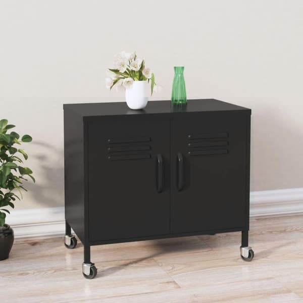 vidaXL Oppbevaringsskap svart 60x35x49 cm stål