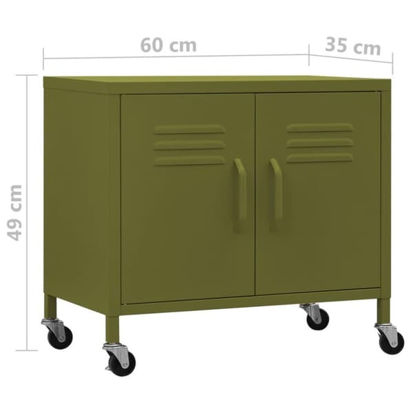 vidaXL Oppbevaringsskap olivengrønn 60x35x49 cm stål