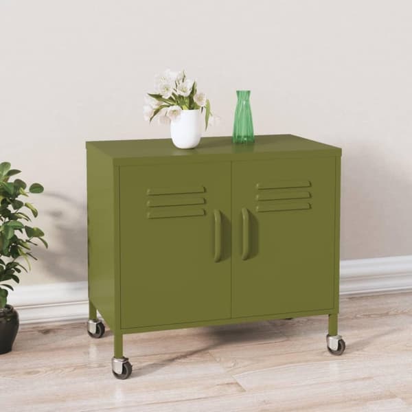 vidaXL Oppbevaringsskap olivengrønn 60x35x49 cm stål