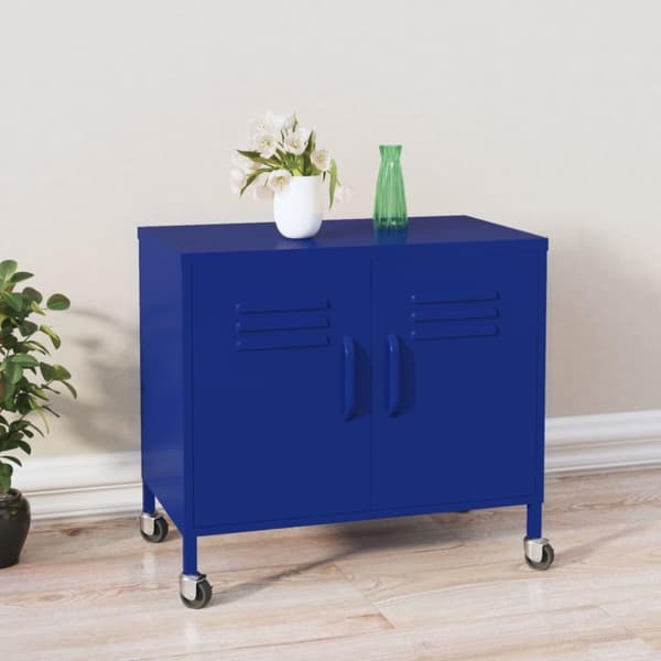 vidaXL opbevaringsskab 60x35x49 cm stål marineblå