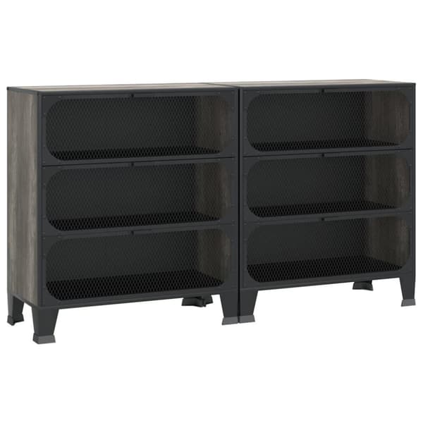 vidaXL opbevaringsskabe 2 stk. 72x36x82 cm metal og MDF grå