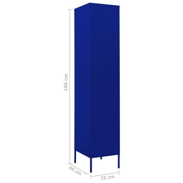vidaXL skab 35x46x180 cm stål marineblå