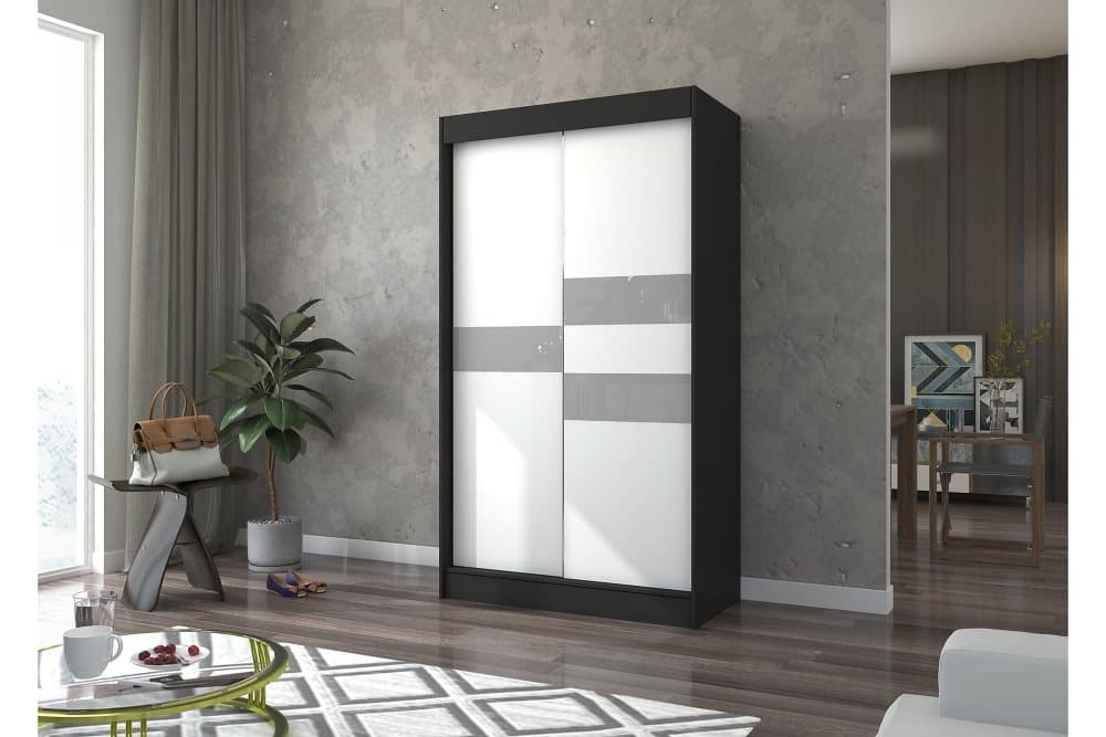 BATIAO Garderob 120x215 cm Svart/Vit/Grå