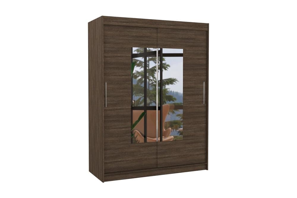 DANGAR Garderob med Spegel 150x200 cm Mörkbrun