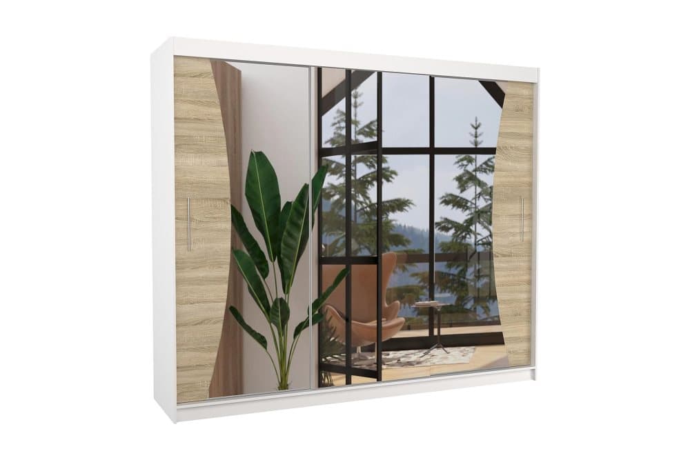 DIEST Garderob med Spegel 250x215 cm Vit/Sandek