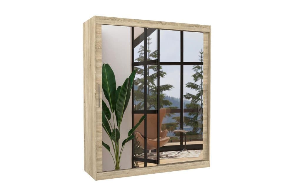 ETTIA Garderob med Spegel 180x215 cm Sonomaek