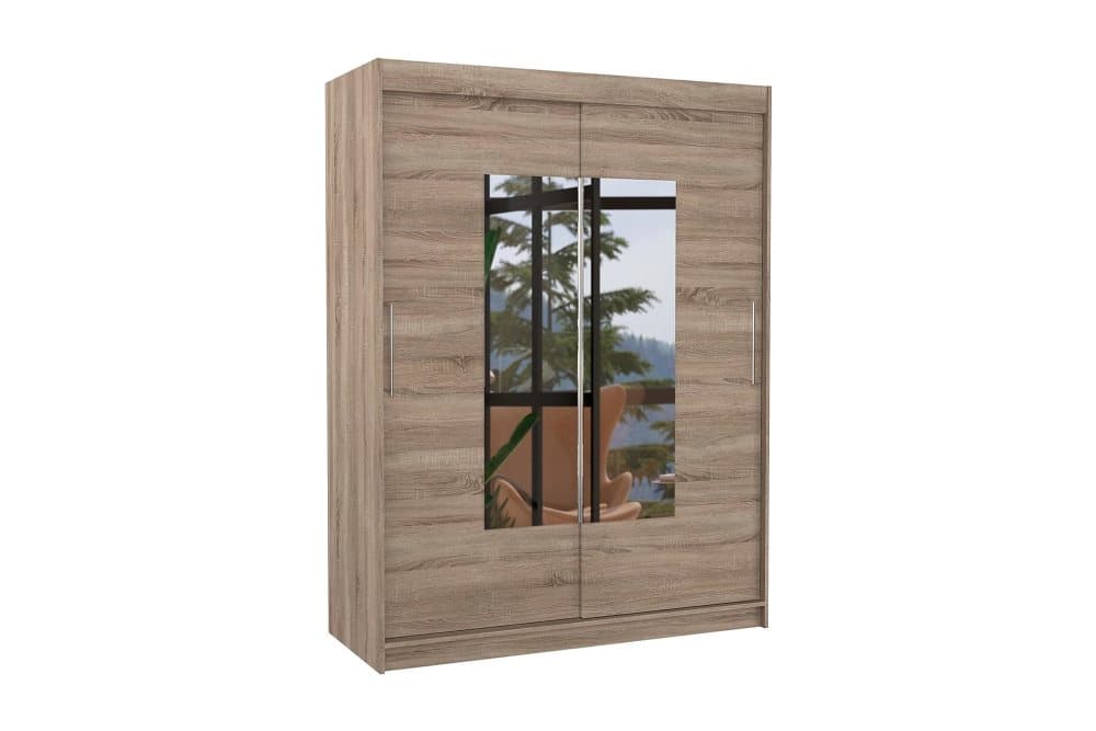 DANGAR Garderob med Spegel 150x200 cm Ljust Trä